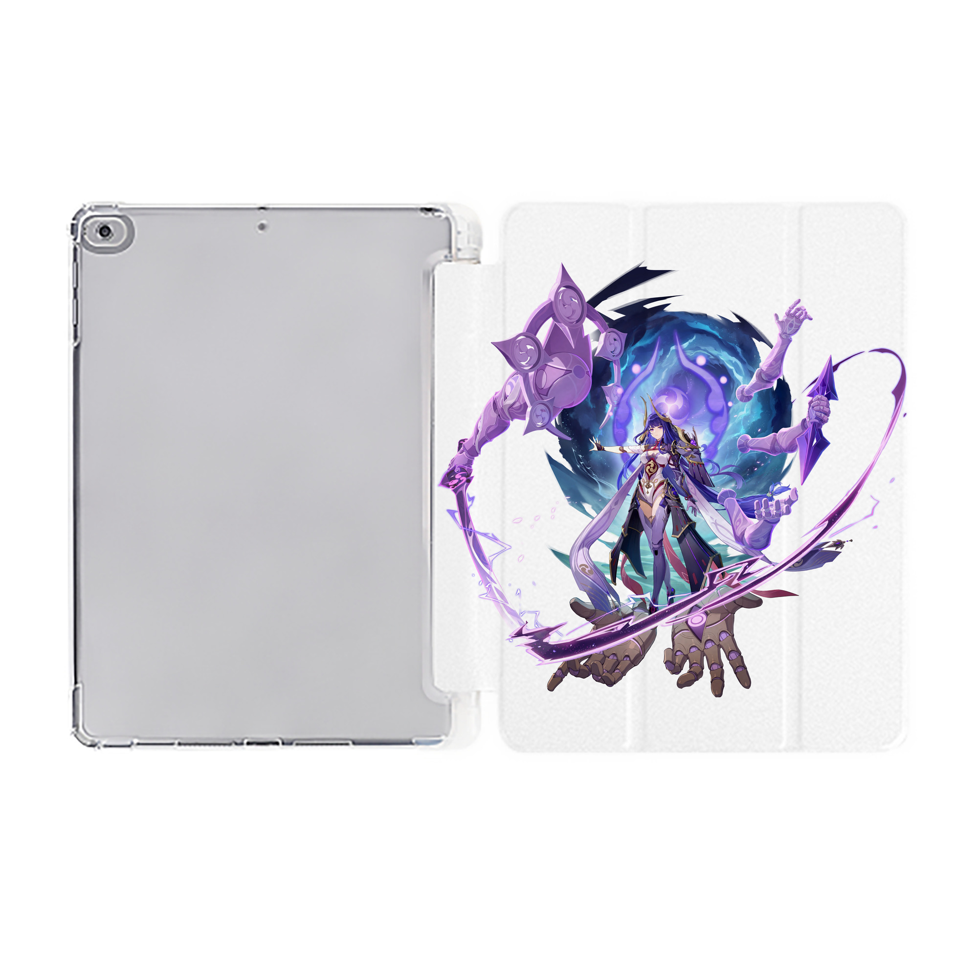 げんし神 雷電将軍 らいでんしょうぐん genshin Raiden Shogun IPad ケース ペン収納付き 三つ折りスタンド PUレザー×シリコン 対応機種9.5/10.5/10.9インチ